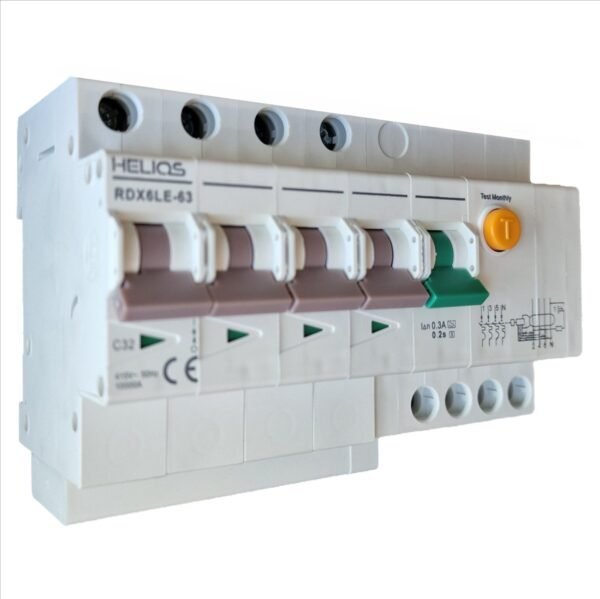 Helios RCD ADD ON 300m + MCB 4P 40A A+S